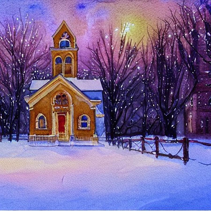 Brownstone Church in Rural Pennsylvania Painting by Christopher Lotito