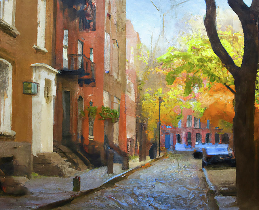 Brownstones on a Quiet Street in Greenwich Village Digital Art by Alison Frank