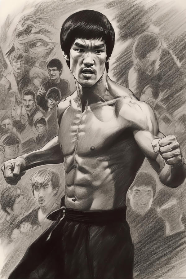 Bruce Lee Charcoal Drawing Drawing by Carlos V - Fine Art America