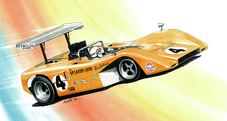 rent faktisk Katastrofe Undskyld mig Bruce McLaren - 1969 Can-Am Champion Drawing by Alain Longueville