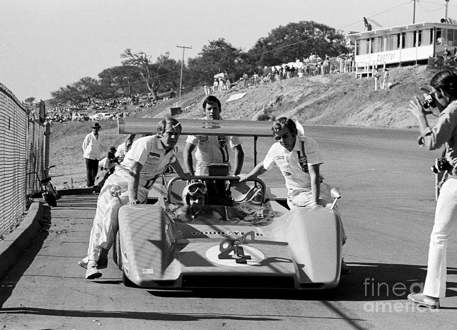 Bruce McLaren testing new option Photograph by Dave Allen
