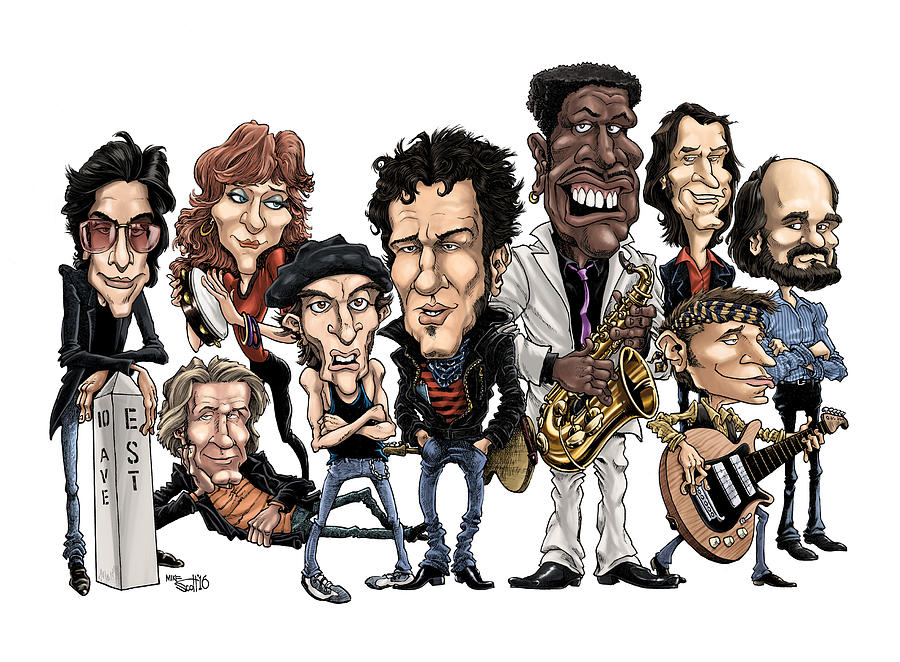 Bruce Springsteen and the E Street Band, in color Drawing by Mike Scott