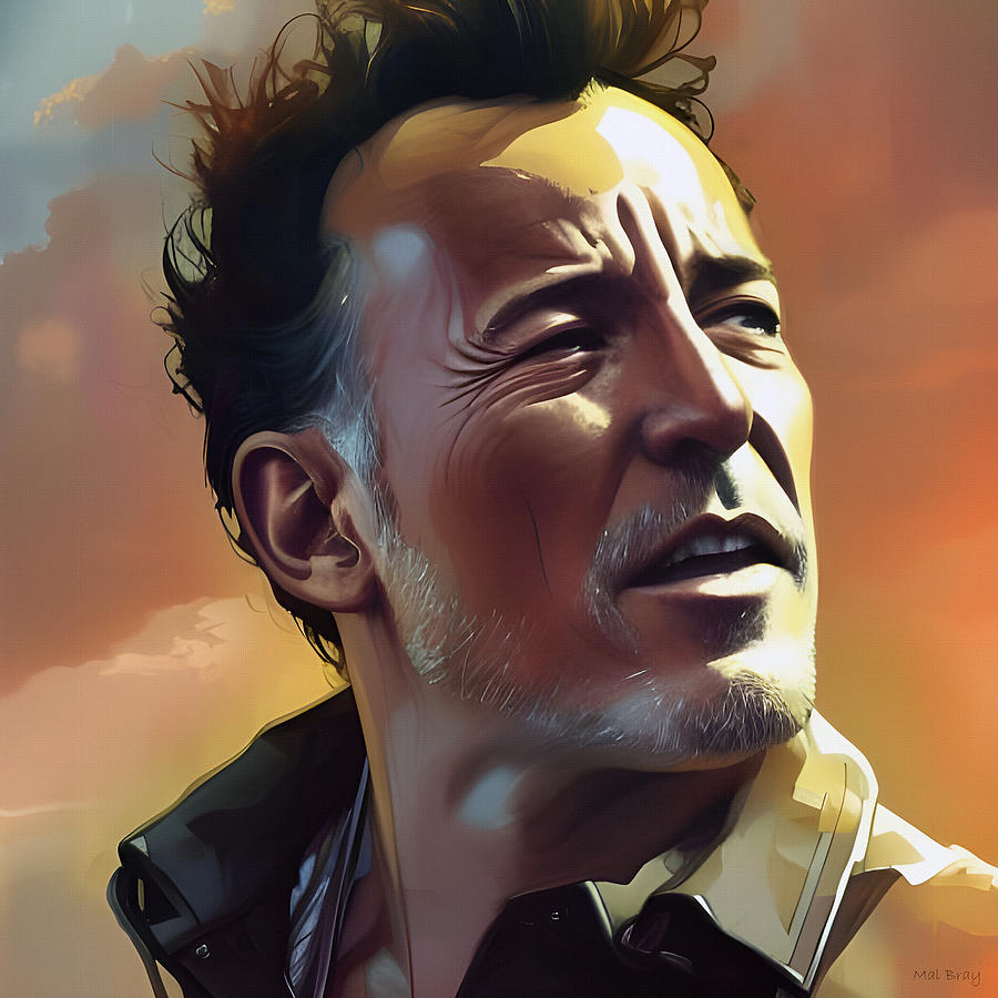 Bruce Springsteen Heartland Rock Legend Digital Art by Mal Bray