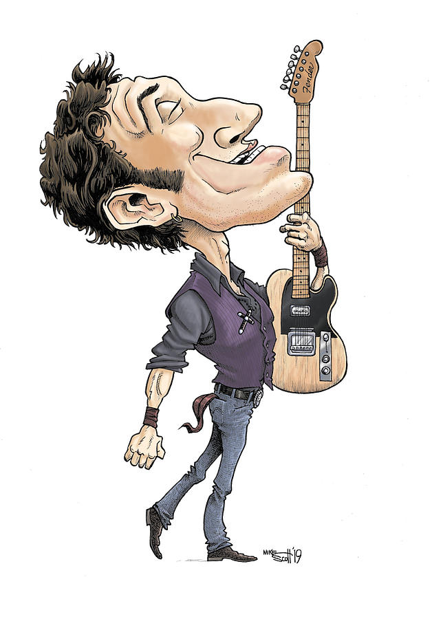 Bruce Springsteen Drawing by Mike Scott