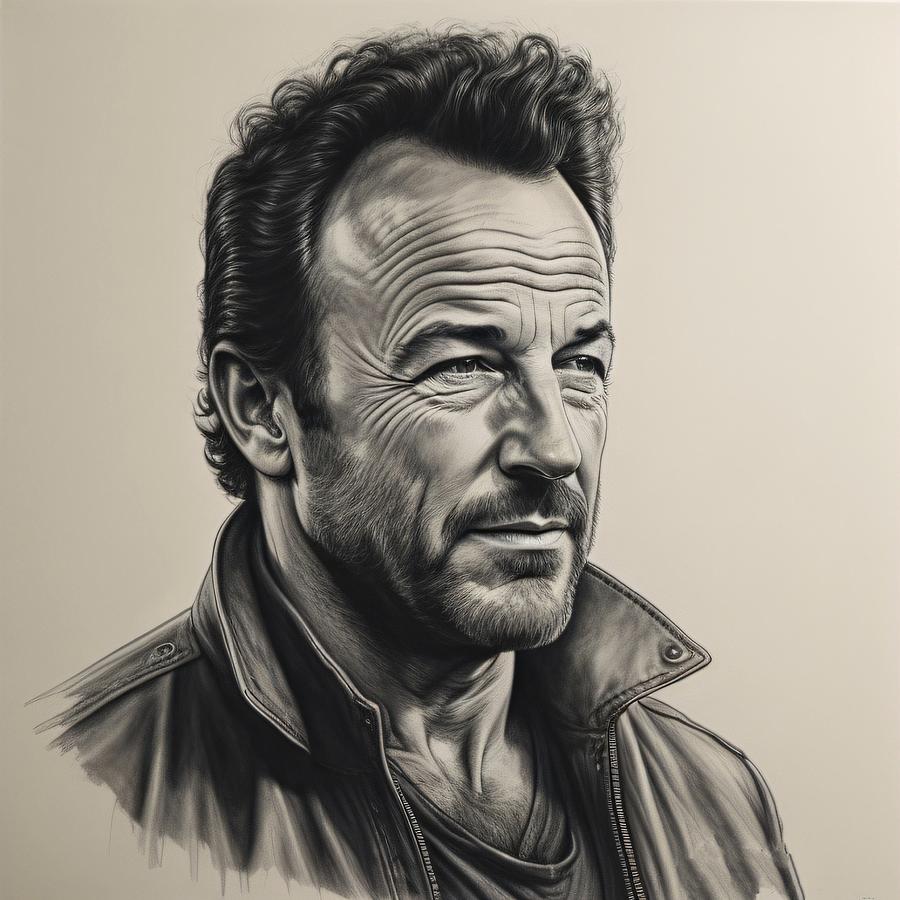 Bruce Springsteen Sketch Digital Art by Bob Smerecki - Fine Art America