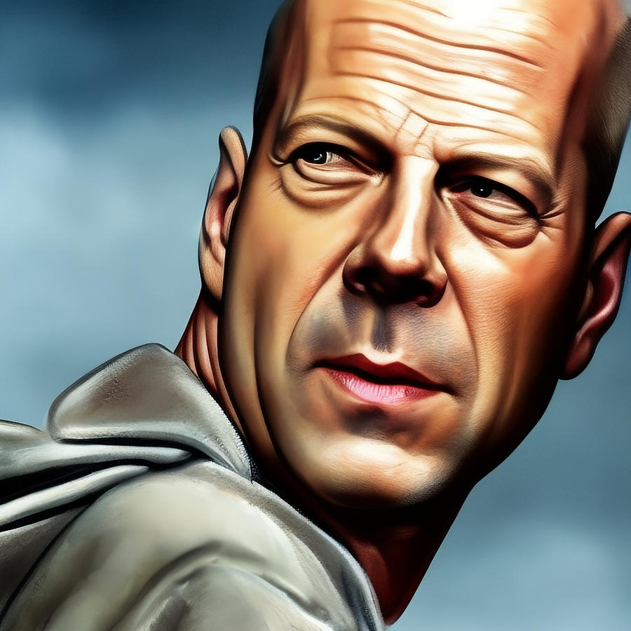 Bruce Willis portrait Digital Art by Daily Caricatures - Fine Art America