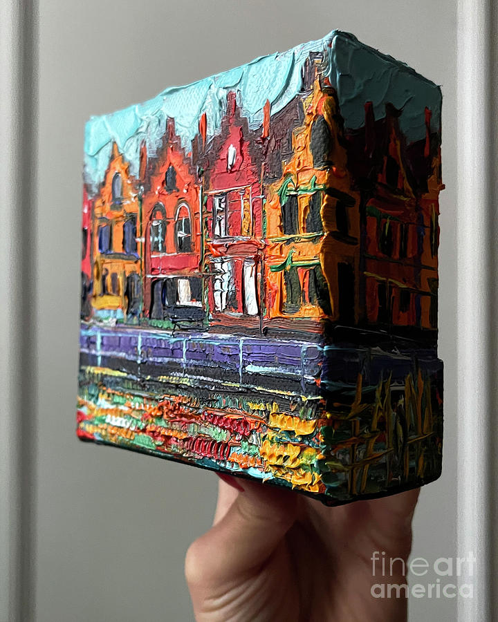 BRUGES Belgium  - 3D canvas painted edges right side Painting by Mona Edulesco