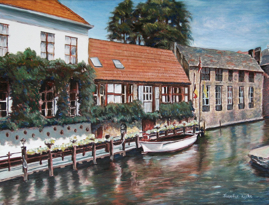 Belgium Painting - Bruges Boat in Belgium by Jennifer Lycke Belgium Painting - Bruges Boat in Belgium by Jennifer Lycke