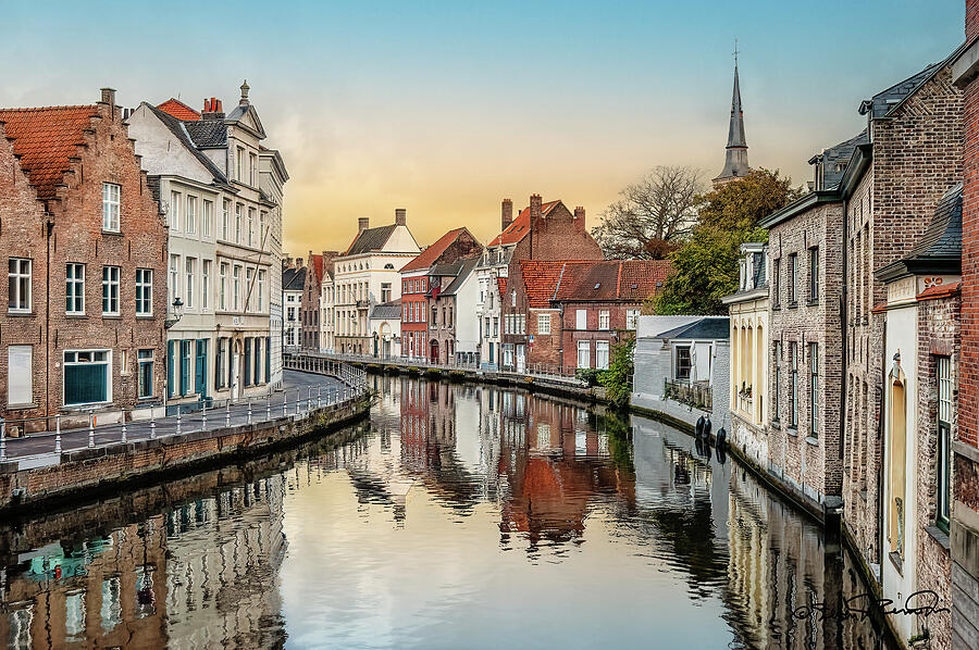 Bruges Canals in Twilight Glow Photograph by Steven Dos Remedios Bruges Canals in Twilight Glow Photograph by Steven Dos Remedios