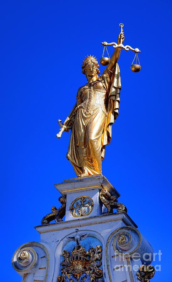 City Photograph - Bruges Lady Justice Statue by Olivier Le Queinec