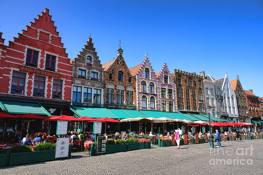 Bruges Markt Restaurants Photograph by Olivier Le Queinec