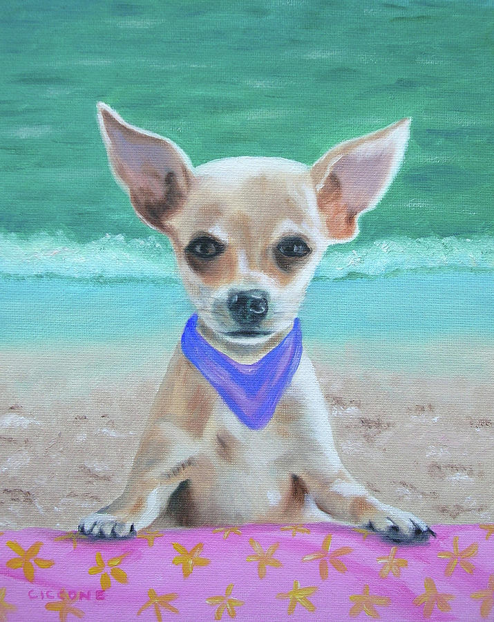 Bruiser on the Beach Painting by Jill Ciccone Pike