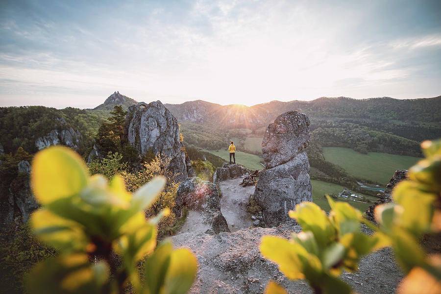Brunette stands on the edge of Sulov rocks Photograph by Vaclav Sonnek