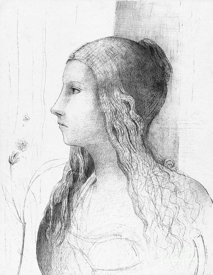 Brunhilde, 1894 Drawing by Odilon Redon