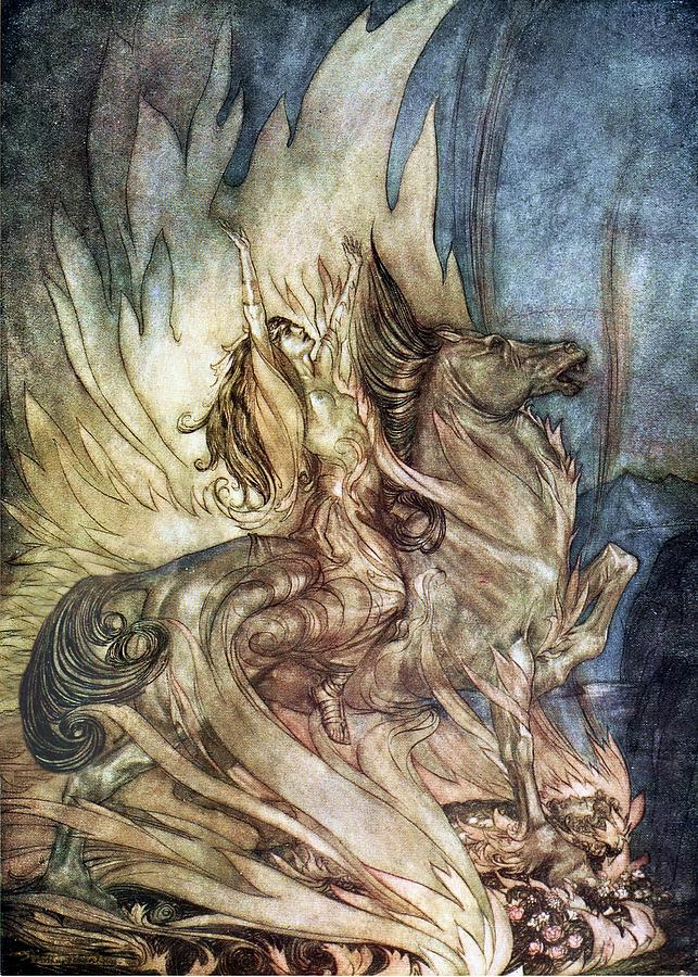 Brunhilde Leaps Onto the Funeral Pyre Arthur Rackham Digital Art by ...