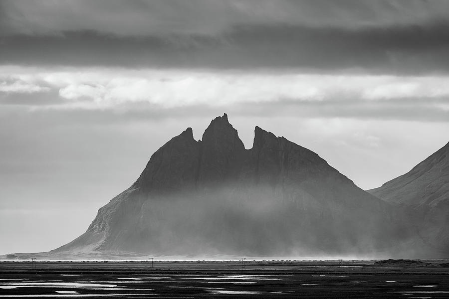 Brunnhorn the Batman Mountain in Iceland in Black and White Photograph by Alexios Ntounas