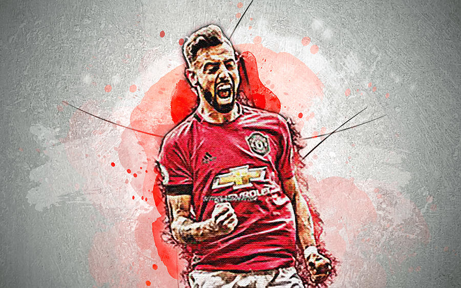 Bruno Fernandes Art Manchester United Fc Premier League Joy Portuguese ...