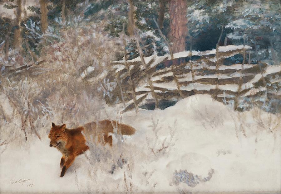 Bruno Liljefors Sweden 1860 1939 Fox in a winter landscape 1929 ...