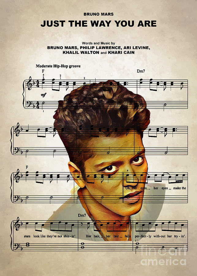 Bruno Mars Digital Art - Bruno Mars - Just The Way You Are by Bo Kev