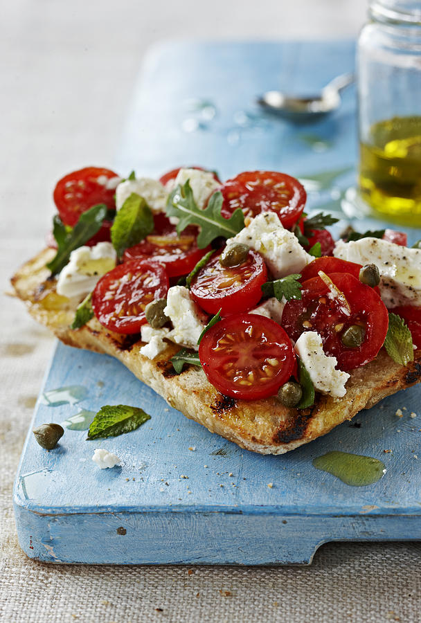 Bruschetta With Tomatoes And Feta Photograph by Martin Poole