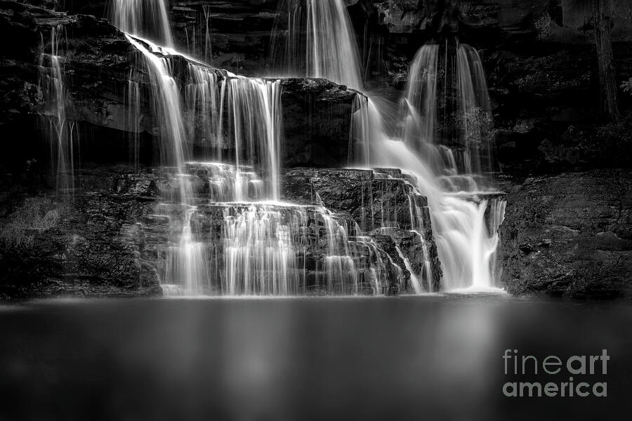 Brush Creek Falls in Black and White Photograph by Shelia Hunt