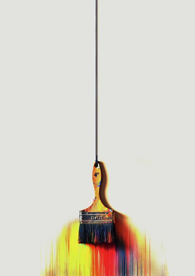 Paintbrush Still Life Digital Art - Brush on a string by Stuart Hicking