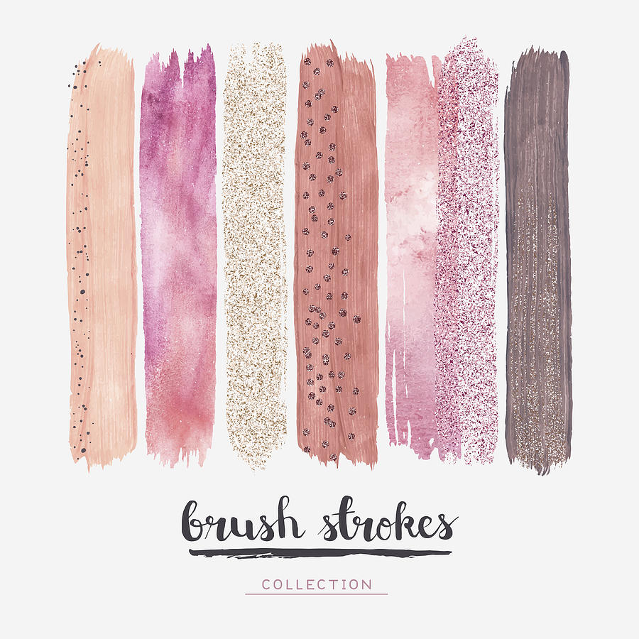 Brush strokes glitter collection Drawing by Miakievy