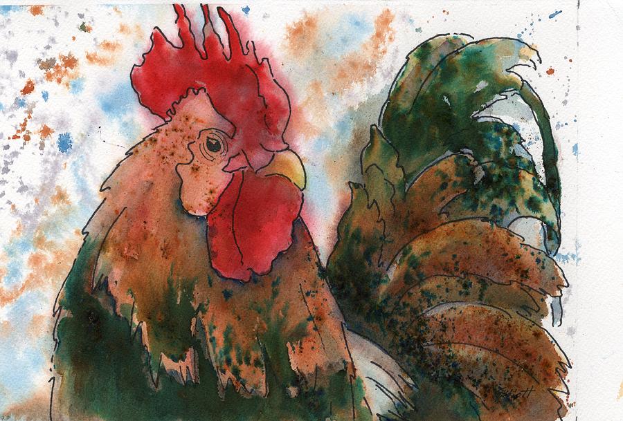 Brusho Rooster Painting by Marsha Elliott
