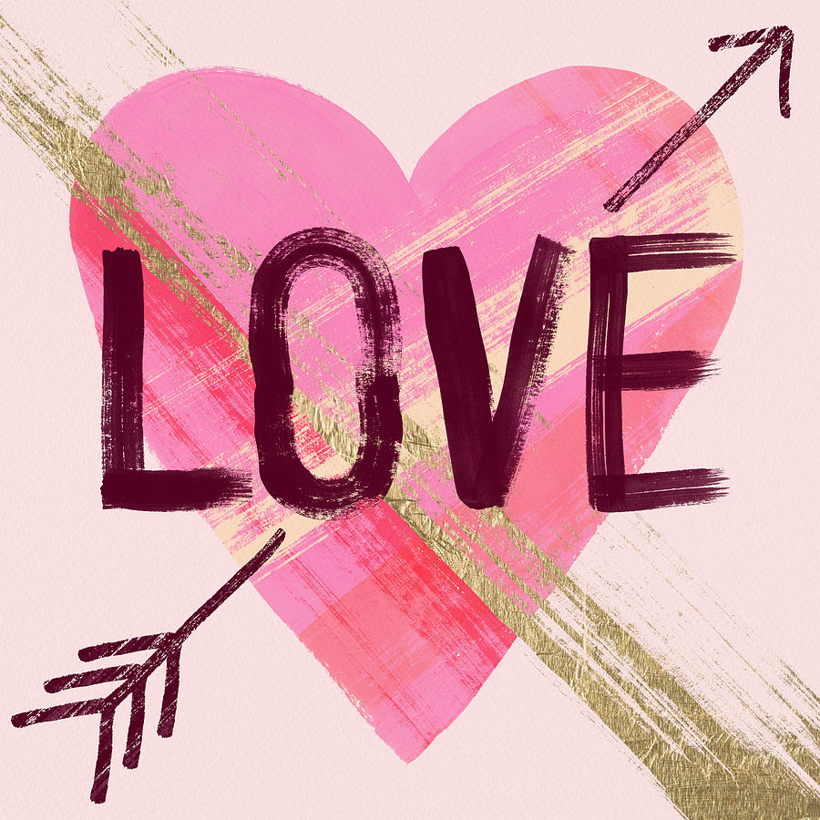 Brushstroke Heart Love Valentines Day Art by Jen Montgomery Painting by Jen Montgomery