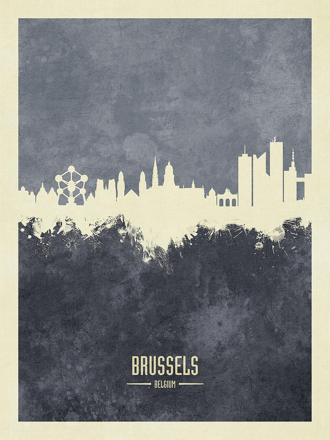 Skyline Digital Art - Brussels Belgium Skyline #04 by Michael Tompsett