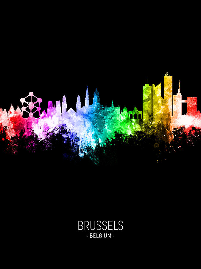 Skyline Digital Art - Brussels Belgium Skyline #54 by Michael Tompsett