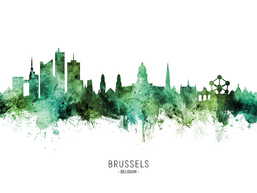 Skyline Digital Art - Brussels Belgium Skyline #75 by Michael Tompsett