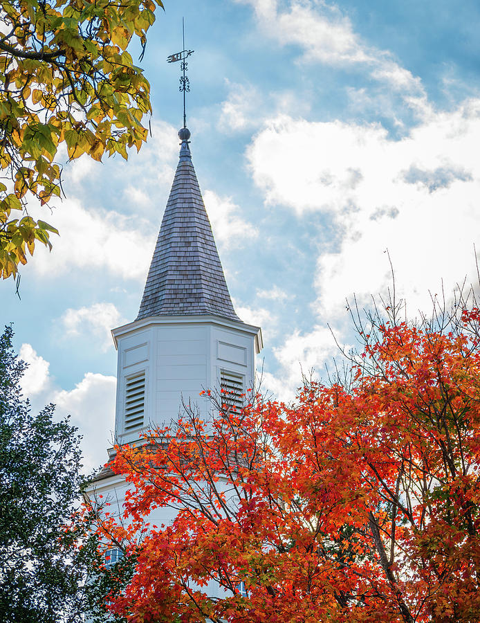 Fall Photograph - Bruton Parish Church Steeple in October by Rachel Morrison