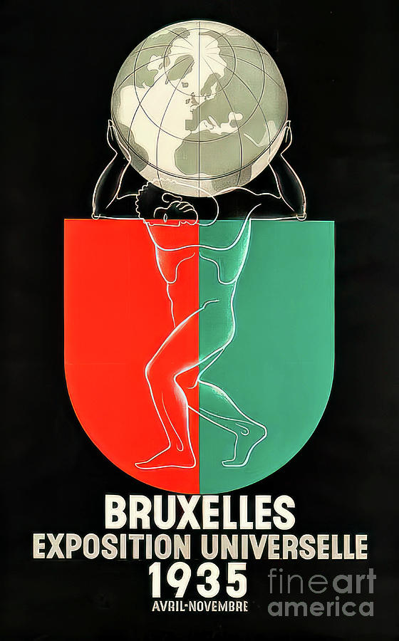 Bruxelles 1935 International Exhibition Poster Drawing by M G Whittingham