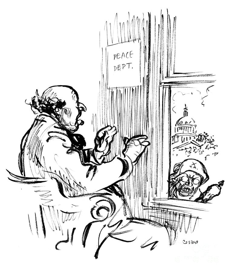 Bryan and Roosevelt Cartoon, c1915 Drawing by Oscar Edward Cesare