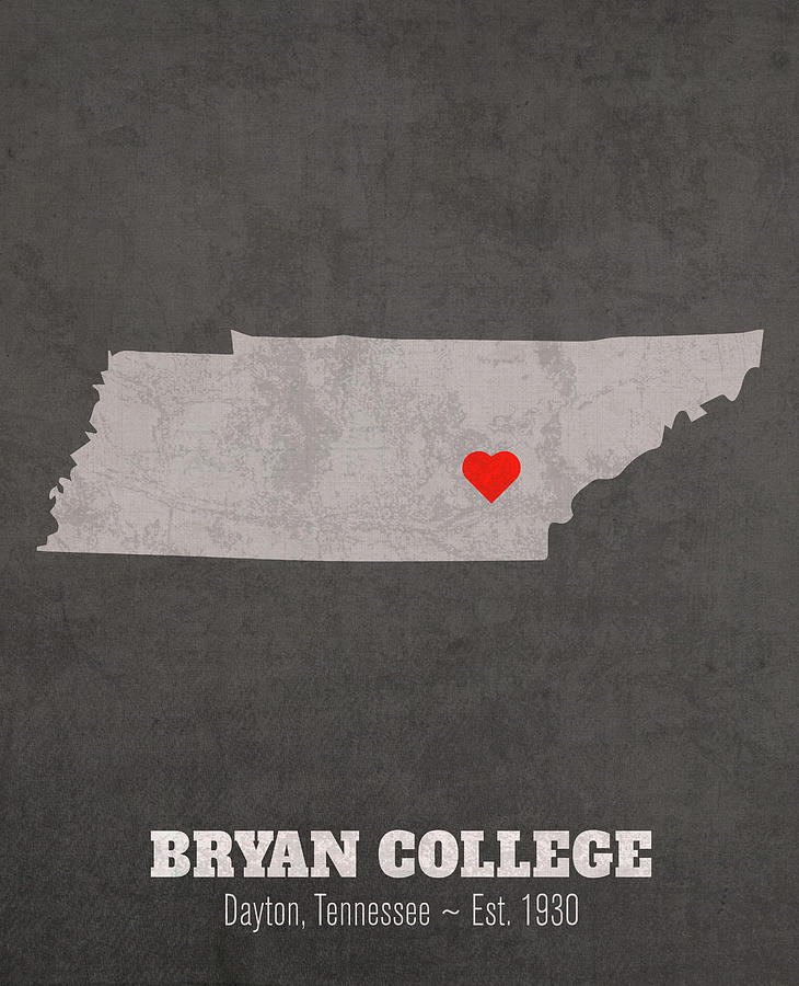 Bryan College Dayton Tennessee Founded Date Heart Map Mixed Media by ...