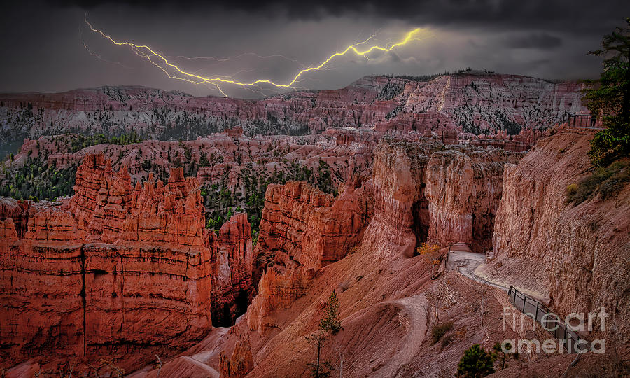 Bryce Canyon Lightning Landscape  Photograph by Chuck Kuhn