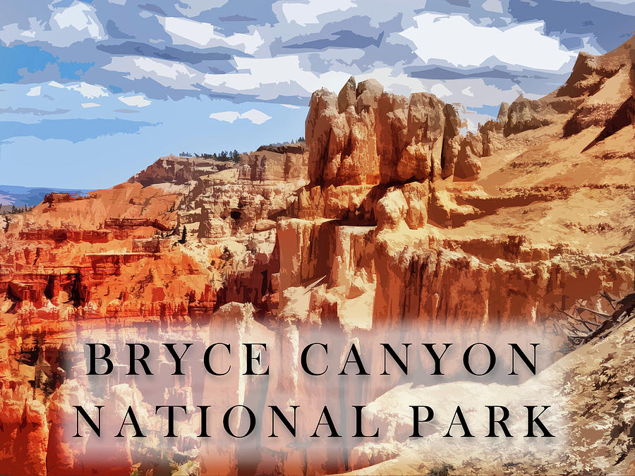 Bryce Canyon National Park Landscape Poster Style Digital Art by Dan Sproul