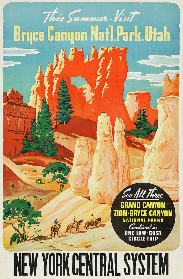 Bryce Canyon National Park, Utah 1930s Painting by Vintage Travel ...