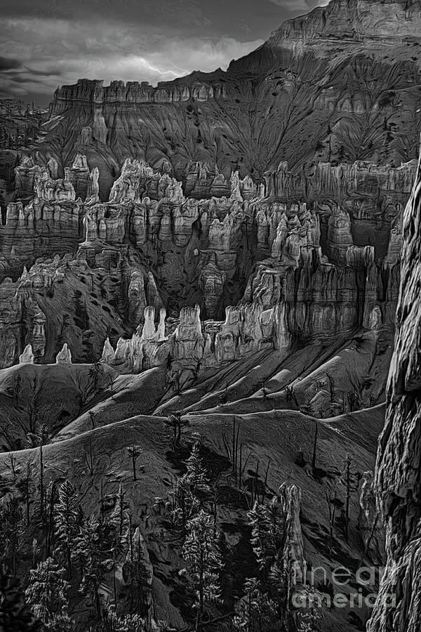 Bryce Canyon Topaz Creative Art Black White  Photograph by Chuck Kuhn
