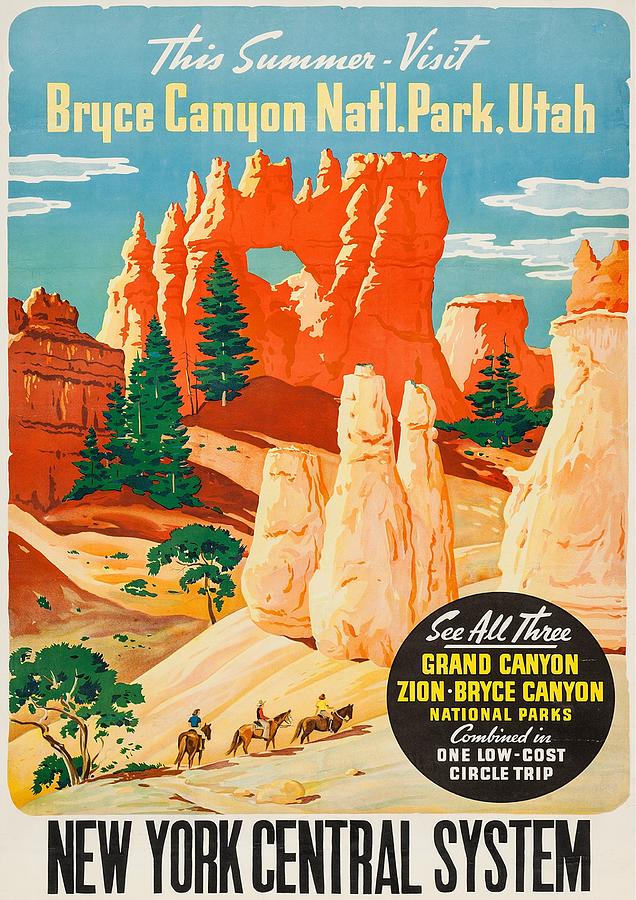 Bryce Canyon Drawing by Vintage - Fine Art America