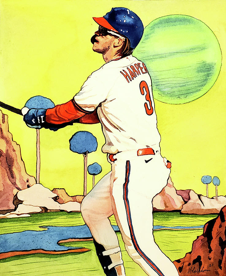 Bryce Harper Painting - Bryce Harper Philadelphia Phillies Invaders and Destroyers by Michael Pattison