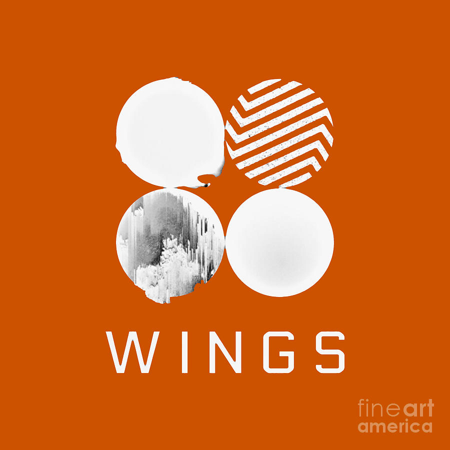 BTS Wings Logo Black Drawing by Kemba Mansur