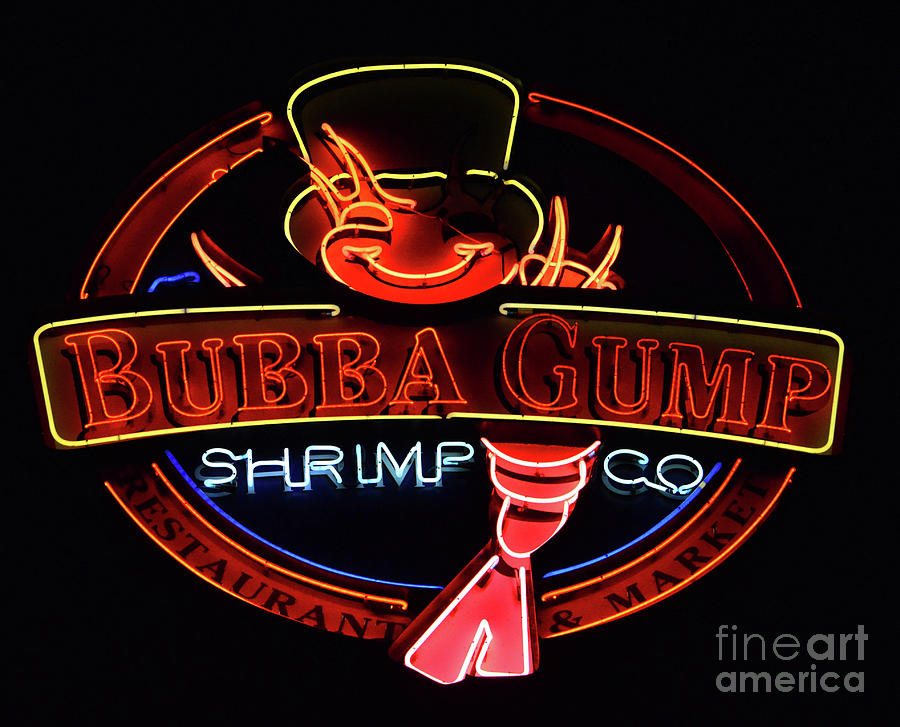 Bubba Gump Shrimp Company neon sign Photograph by David Lee Thompson