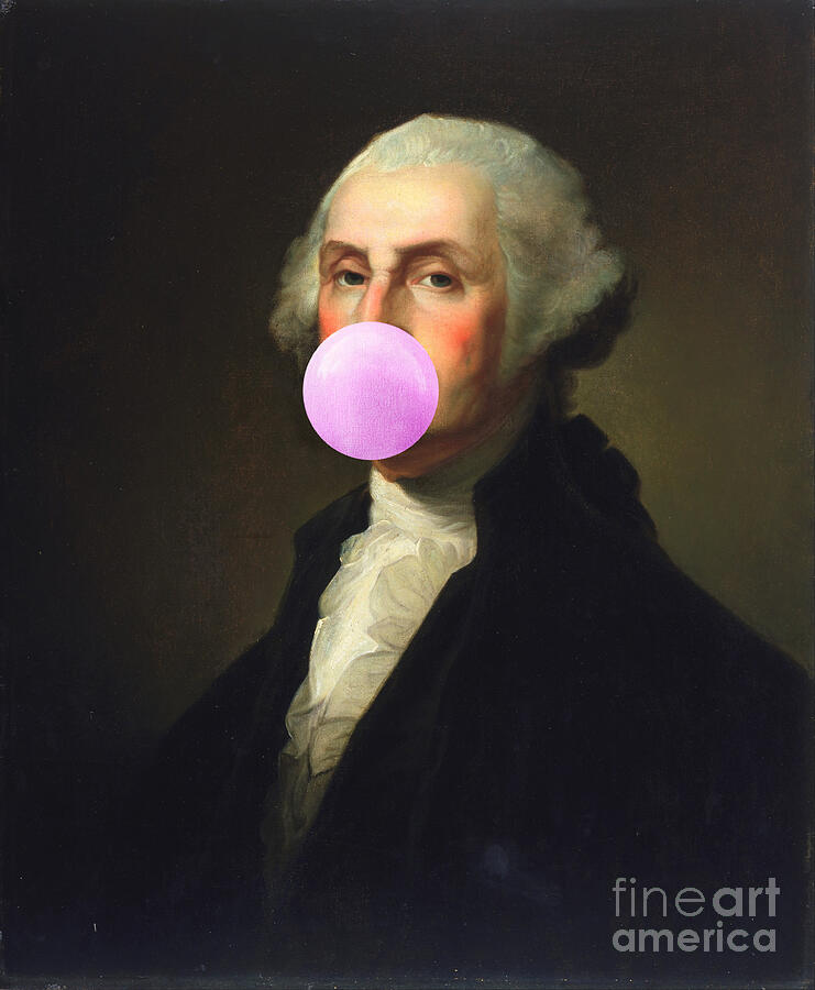 Bubble gum George Washington Painting by Delphimages Photo Creations