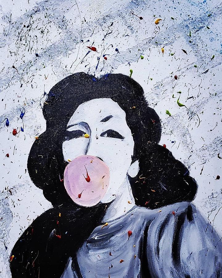 Bubble Gum Girl Painting by Amy Kuenzie