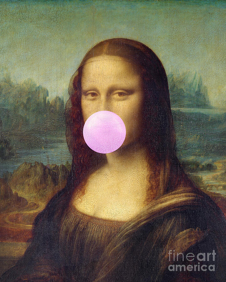 Bubble gum Mona Lisa Painting by Delphimages Photo Creations