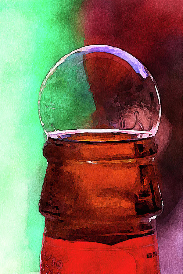 Bubble popping out of a bottle Mixed Media by Tatiana Travelways