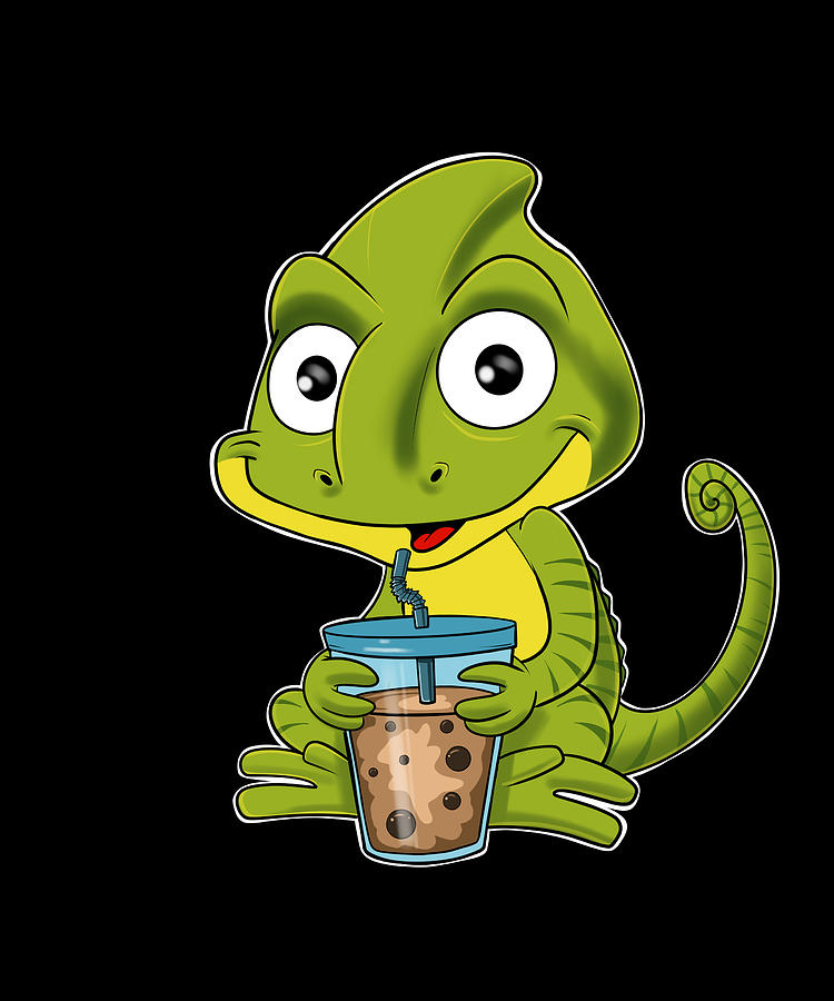 Cute Cartoon Kawaii Frog drinking Boba Tea