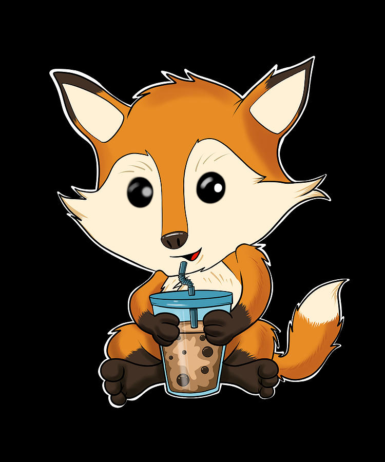 Bubble Tea Kawaii Fox I Boba Tea Otaku Fox Digital Art by Maximus Designs